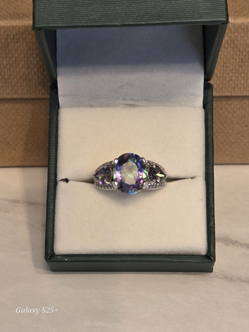 Mystic Fire Topaz 2.72CT Sterling Silver Oval Ring - SZ 6.5